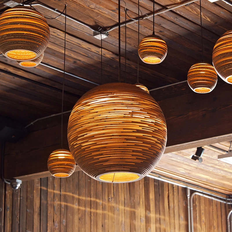 

Vintage Graypants Carton Pendant Light Suspension Lamp A~L Style Handicraft Lighting Fixture for Coffee Dining Room Bedroom