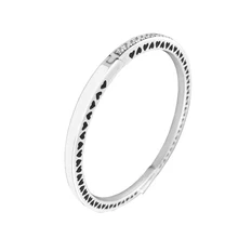 Сияющие сердца браслеты с Серебряной Эмалью& Clear CZ 925 пробы-серебро-ювелирные изделия для женщин DIY 13B038