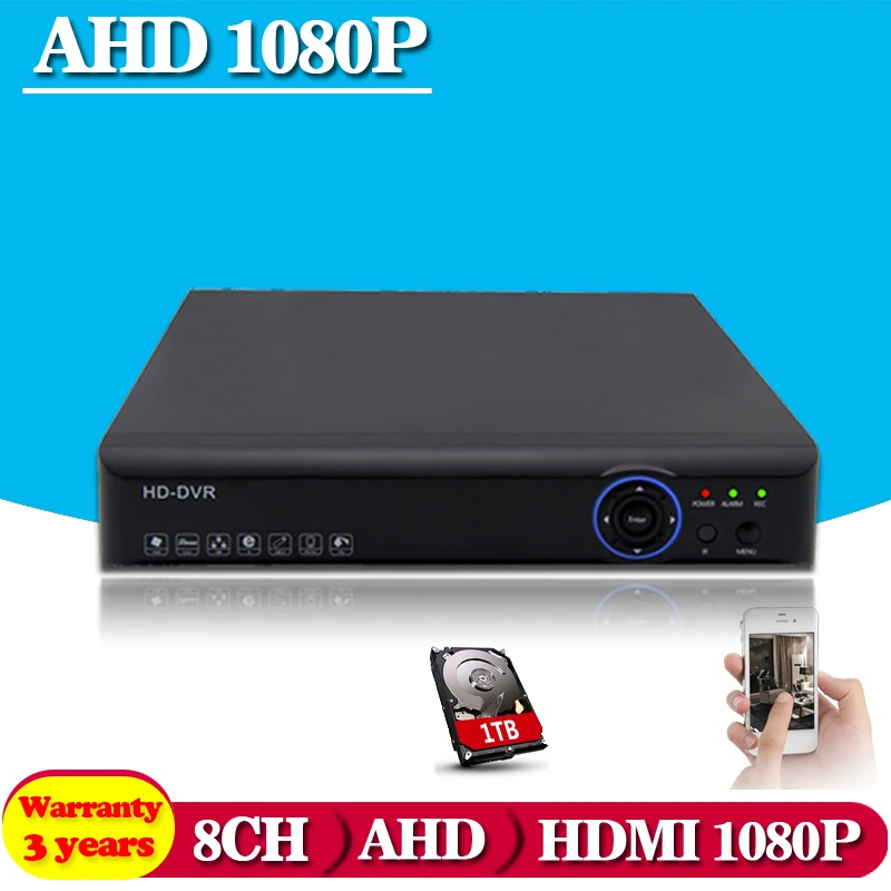 HD 1080P Hybrid 8CH AHD DVR 960P 720P 960H Analog DVR Support USB2.0 With 8channel AHD 1080P Playback