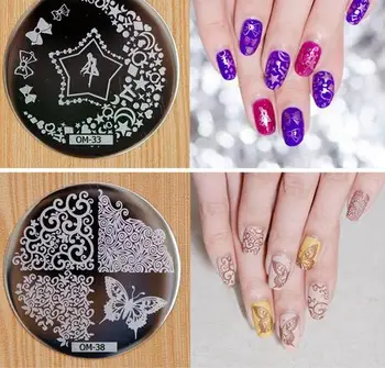 

Nail Art Round Stainless Steel Plates DIY Polish Templates Nail Tools OM series jk17