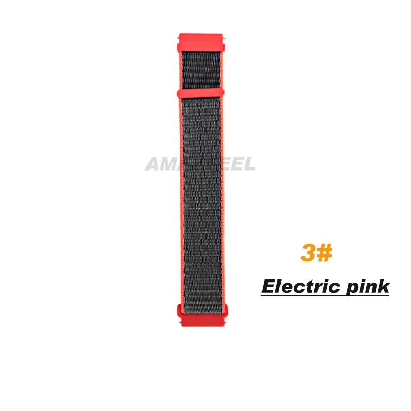 Спортивный ремешок для Amazfit ремешок Bip нейлоновый дышащий браслет на запястье для Amazfit Stratos 2 Pace ремешок для часов 20 мм 22 мм браслет - Цвет: 3. electric pink