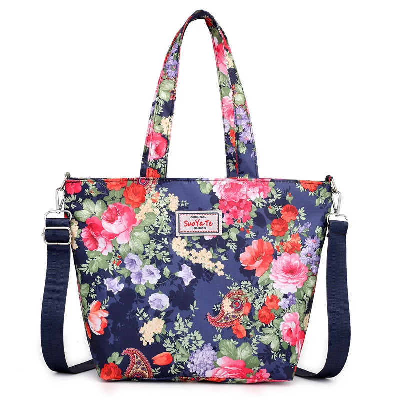 Модные цветочный принт дизайнерская сумка для женщин нейлон сумки через плечо женские повседневное простой шоппер Bag2019 Новый