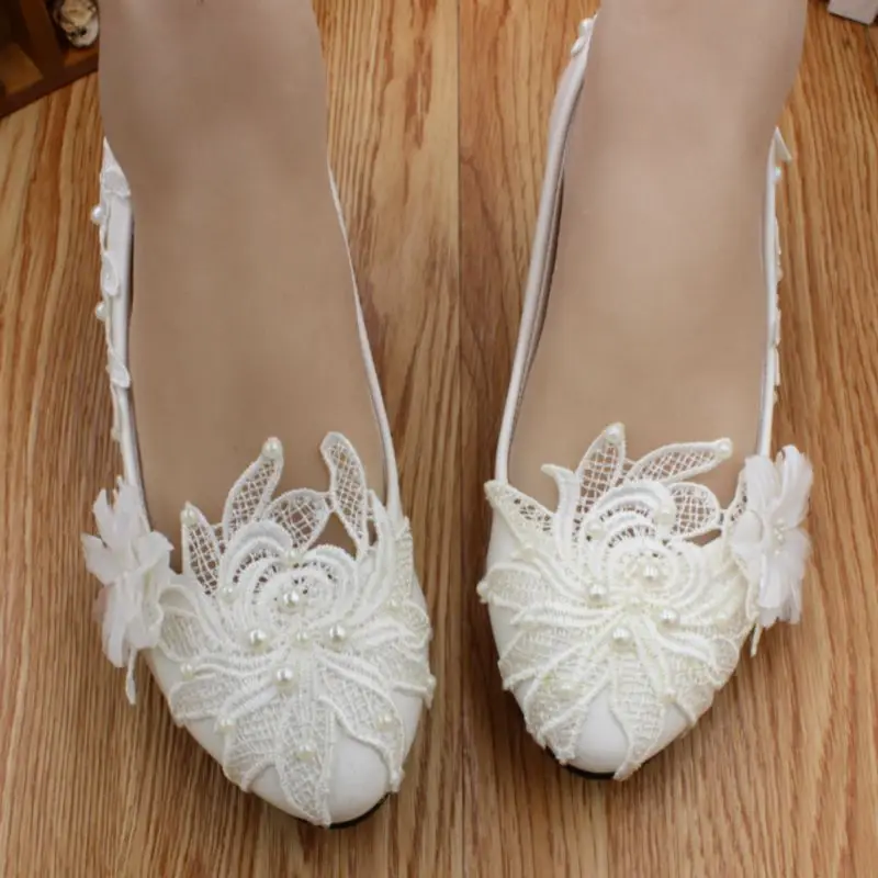 3cm low heel wedding shoes woman HS030 ivory off white