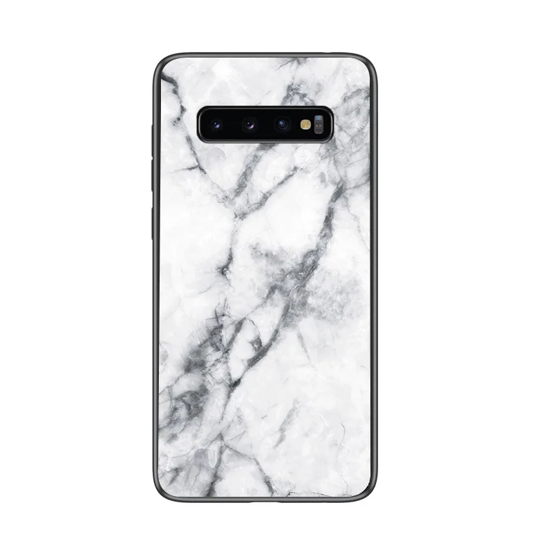 

For Samsung S10 Plus Case S10e 5G Cases S7 edge Marble Tempered Glass Cover S8 S9 A10 A30 A50 M20 M30 Phone A7 A9 2018 J4 J6