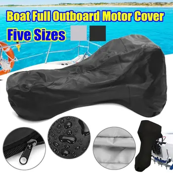 

60-90HP Boat Full Motor Cover Outboard Engine Protector for 60-90HP Boat Motors Black/Silver Waterproof Oxford Cloth 5 Sizes