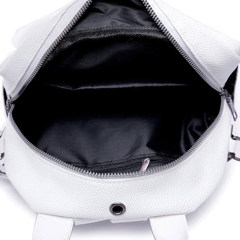 Женский рюкзак в стиле Харадзюку С защитой от кражи, с вышивкой слона, с отверстием для наушников, с буквенным ремешком, Маленькая кожаная сумка без запаха, черный, белый цвет