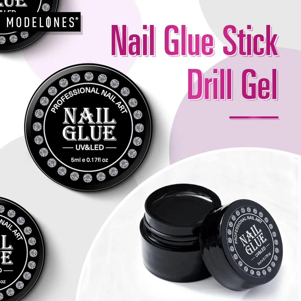 

Modelones Professional Nail Glue Stick Drill Gel 5ml UV Nail Polish Glue Transparent Color Gel Nails Soak Off Uv Nail Gel