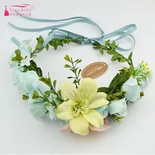 Свадебные богемные цветы свадебные головные уборы вечерние Цветочные короны повязка на голову регулируемые Свадебные венки для волос для пляжа свадьбы ZH004