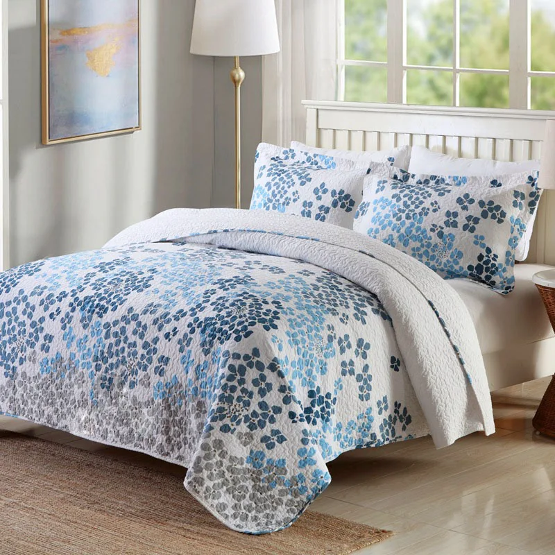 

Quality Cotton Bedspread Quilt Set 3pcs Plain Print Coverlet Quilted Quilts Aircondition Bed Cover Pillowcase King Size Blanket