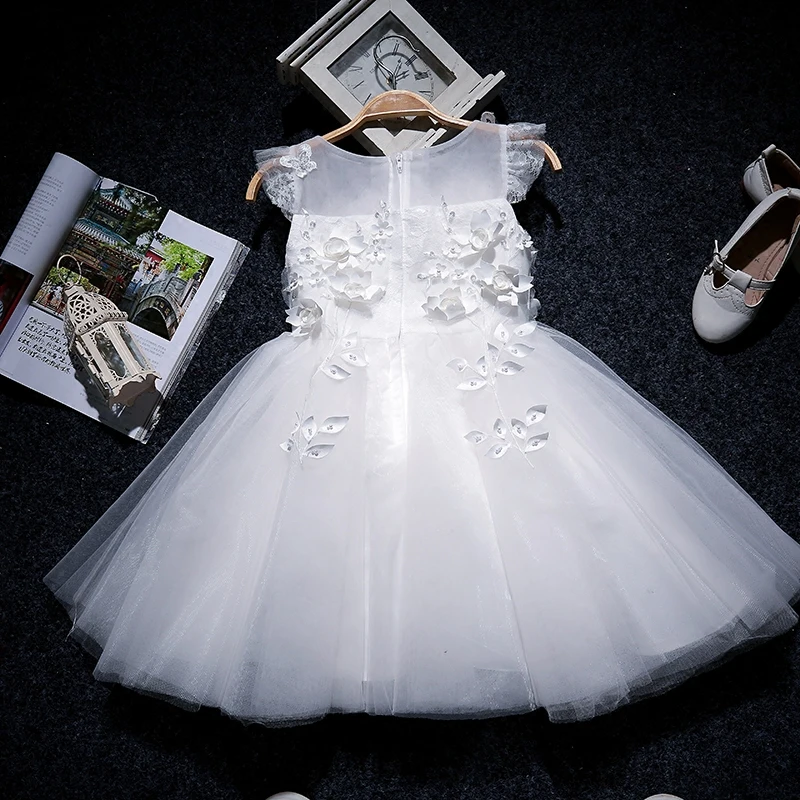 White Tulle Baby Girl Dress Baptism Dress For Girl Infant 1 Year