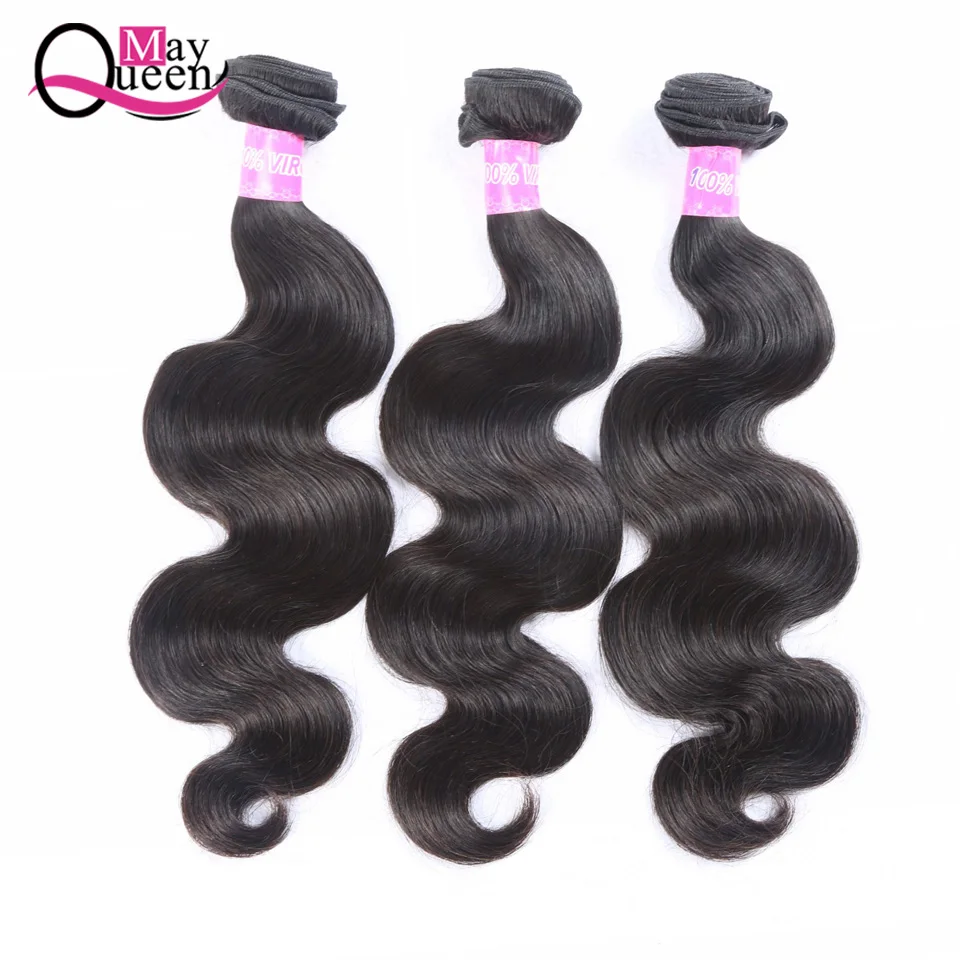 

Malaysian Body Wave Hair 3 Bundles Hair Weft Weave Extensions May Queen Non Remy Natural Color 100% Human Hair Bundles