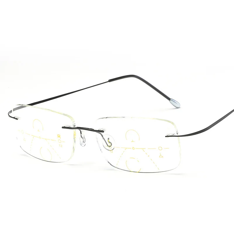 Прогрессивные многофокусные очки для чтения, мужские очки с переходом, очки для дальнозоркости, титановые очки без оправы, Пресбиопия, Reade - Цвет оправы: Серый