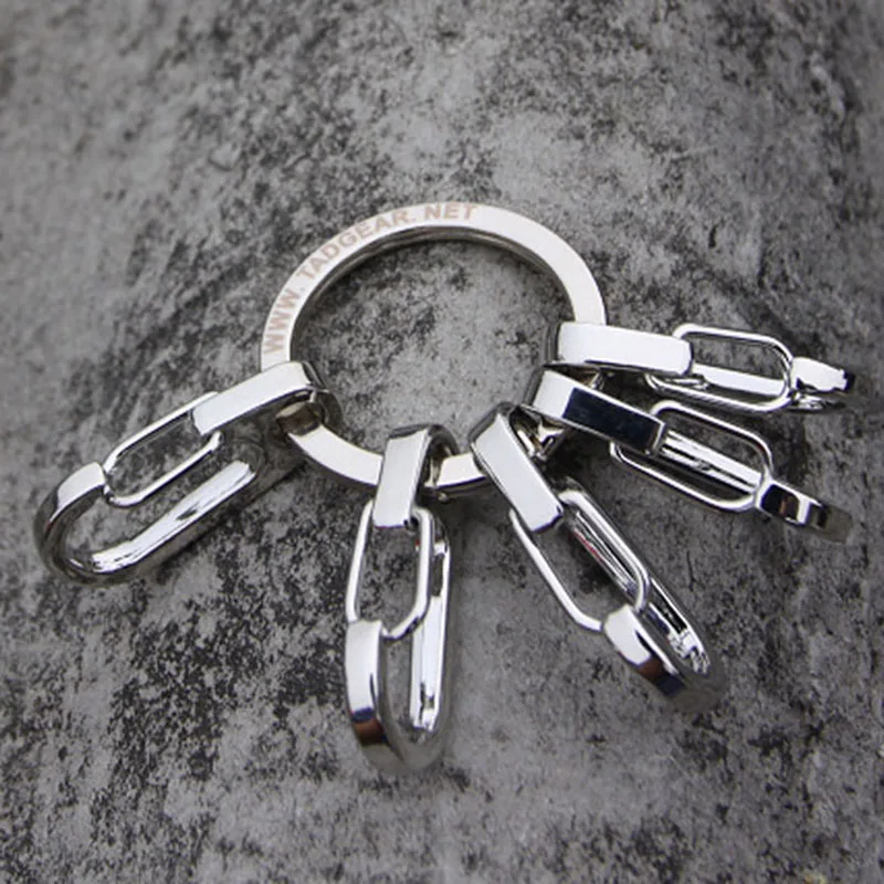 

Wholesale Durable Mini Key Chain Key Ring with Spring Buckle Clip Aluminum Alloy Buckle Silver Outdoor Sports EDC Tools