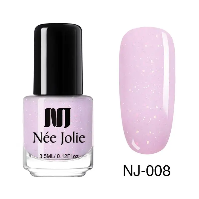 NEE JOLIE 3.5ml Candy Nude Color Nail Polish Fast Dry Semi-transparent Jelly Effect Environmental Nail Varnish - Цвет: Glimmer NJ-008