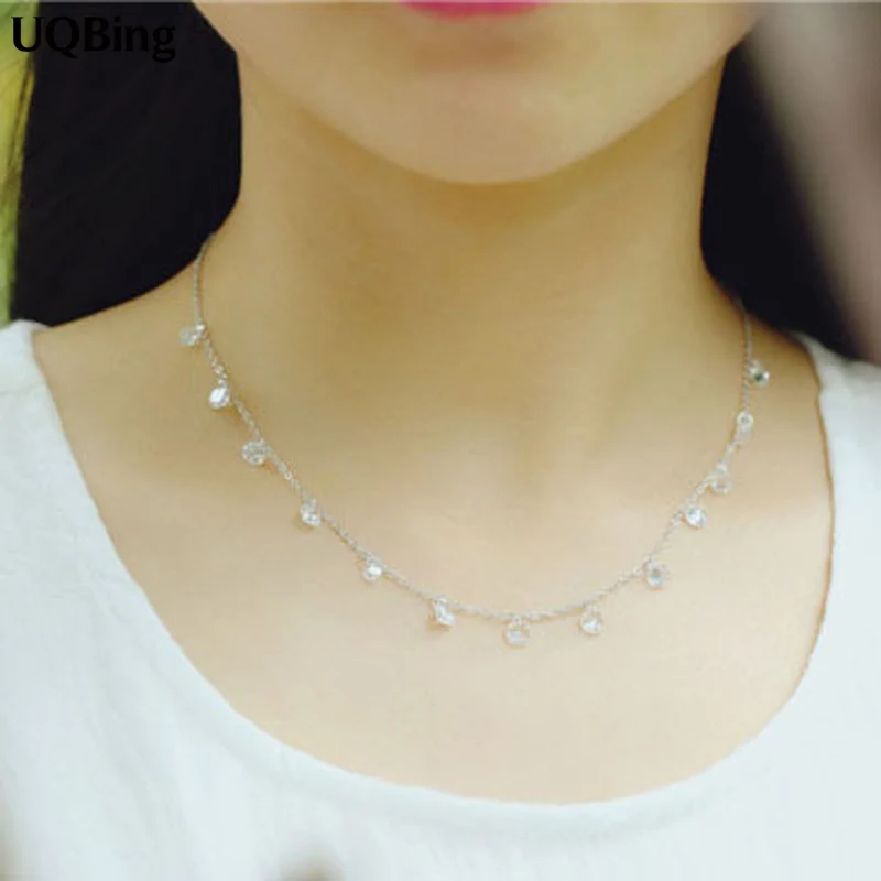 Korea Fashion 925 Silver Crystal Beads Necklaces 925 Sterling Silver