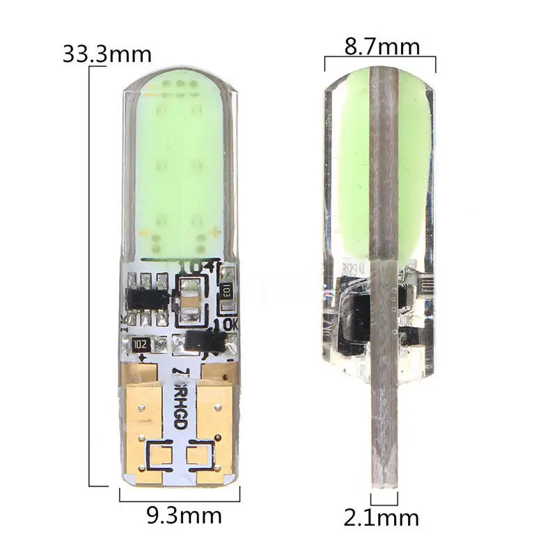 2pcs /set T10 W5W COB LED Car Silica Flash Strobe Width Light Bulb Ice Blue