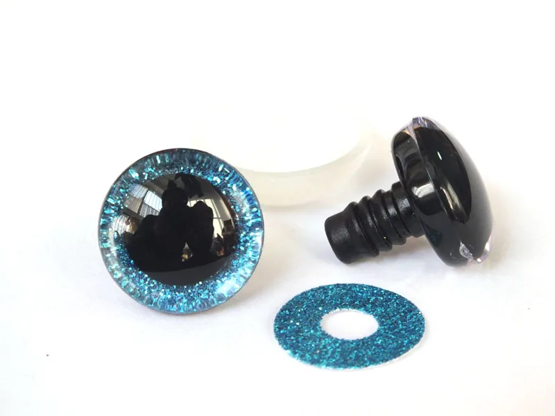 20pcs 12mm/14mm/16mm/20mm/25mm clear trapezoid plastic safety toy eyes + glitter Nonwovens -Can choose size and color 16