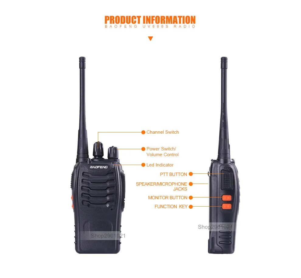 2 шт./лот Baofeng 888S портативная рация BF-888S 5 Вт UHF 400-470 МГц портативная рация bf888S двухсторонняя Ham CB радио коммуникатор