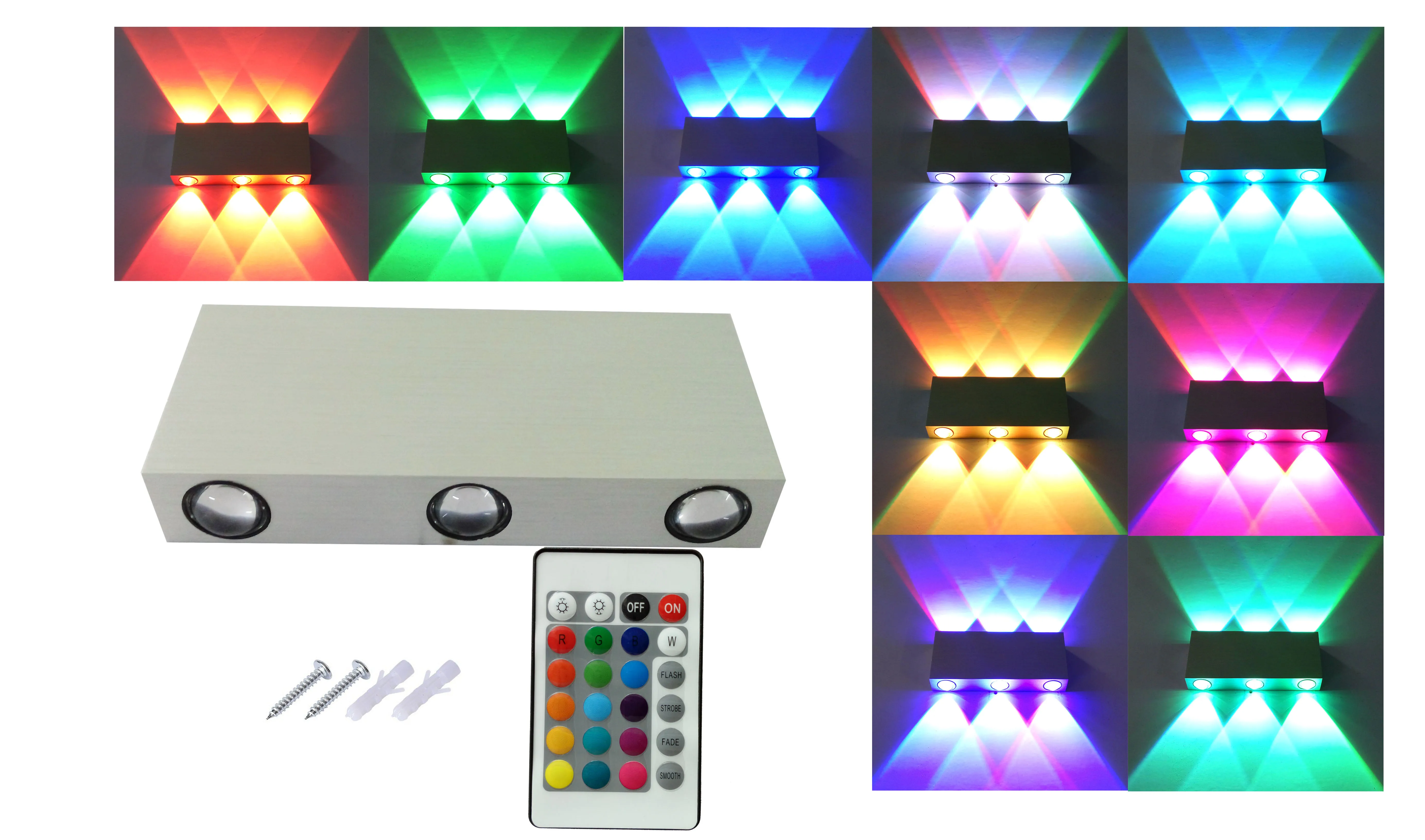 

Wall Lights Modern Aluminum 18W Up Down LED Wall Lights Wall Lamp Wall Sconce Hallway Bedroom KTV Indoor Lighting rgb remoter