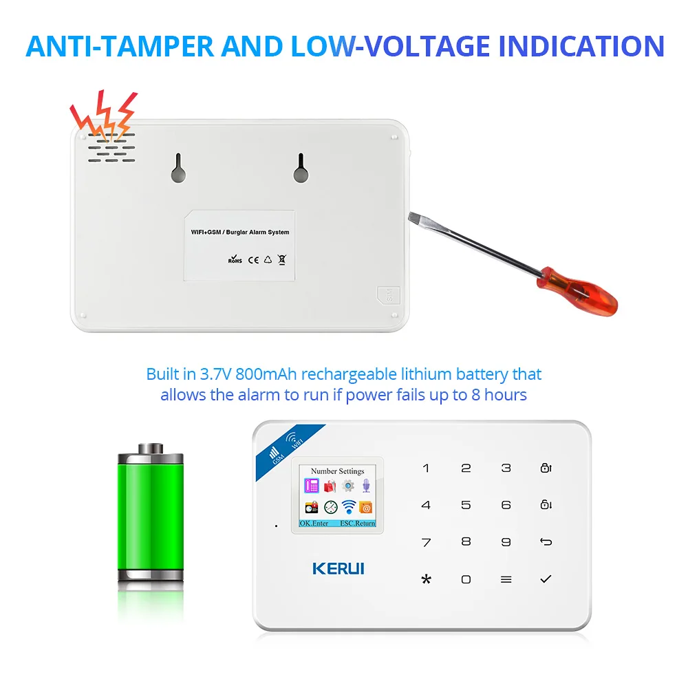 KERUI W18 inalámbrico WiFi GSM sistema de alarma Android ios APP Control hogar seguridad sistema de alarma con sensor de movimiento PIR IP cámara
