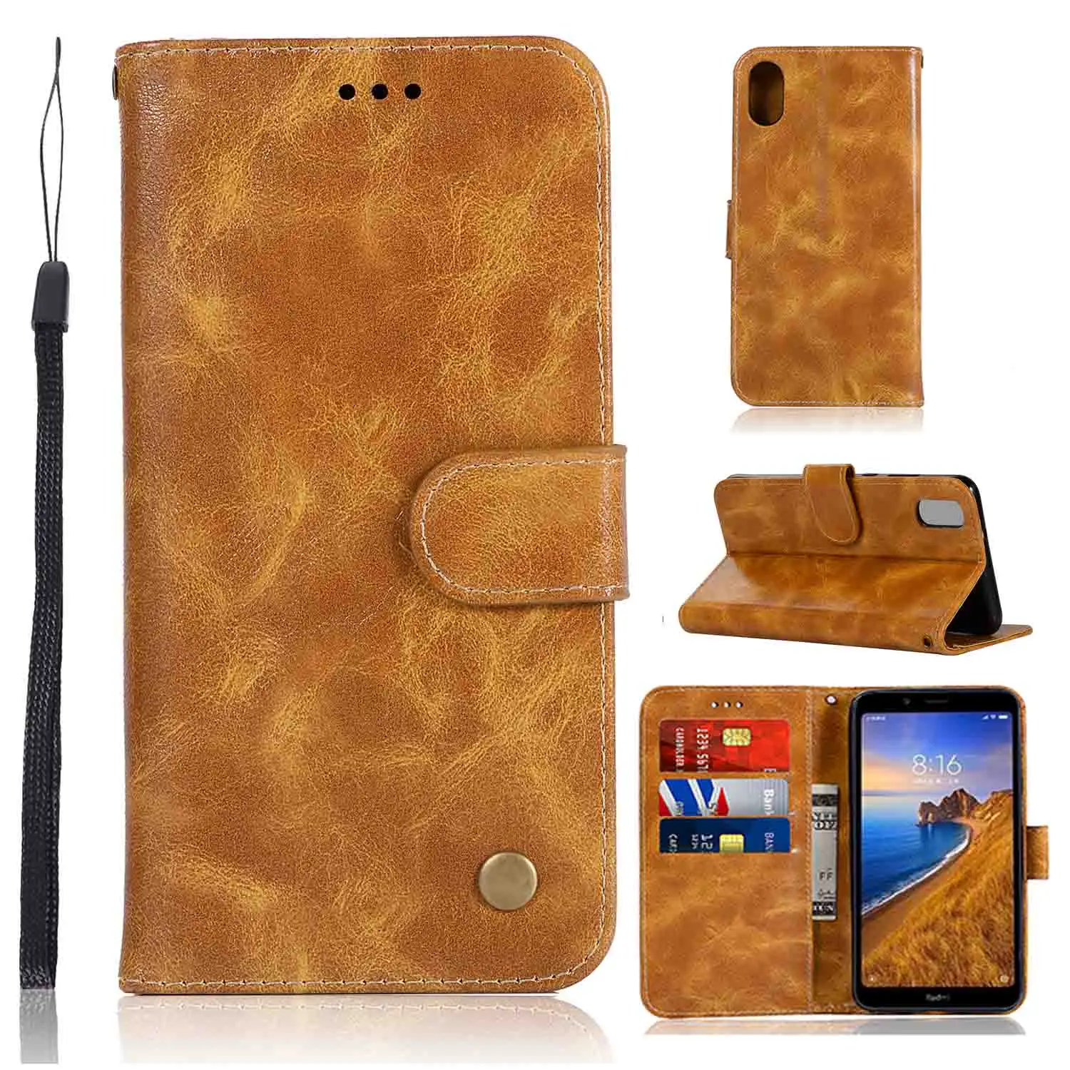 Magnet Flip Wallet Book Shockproof Phone Case Leather Cover On For Xiaomi Redmi 7A 7 A Redmi7A Redmi7 Global 3 16/32/64 GB Xiomi - Цвет: Coffee