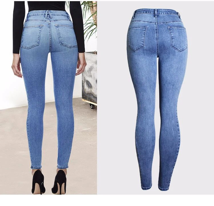 Europe and the United States hot Slim thin jeans feet side jeans denim pants female (4)