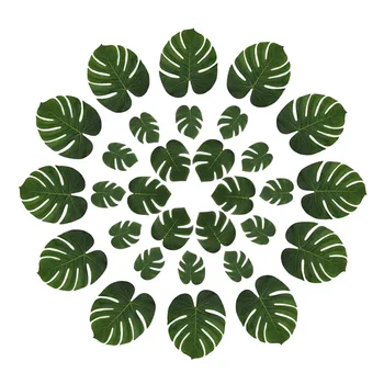 

Artificial Plants 2018 New Arrive 24PCS Tropical Hawaiian Green Leaves Luau Moana Party Table Decorations Bulk Party DIY Decor