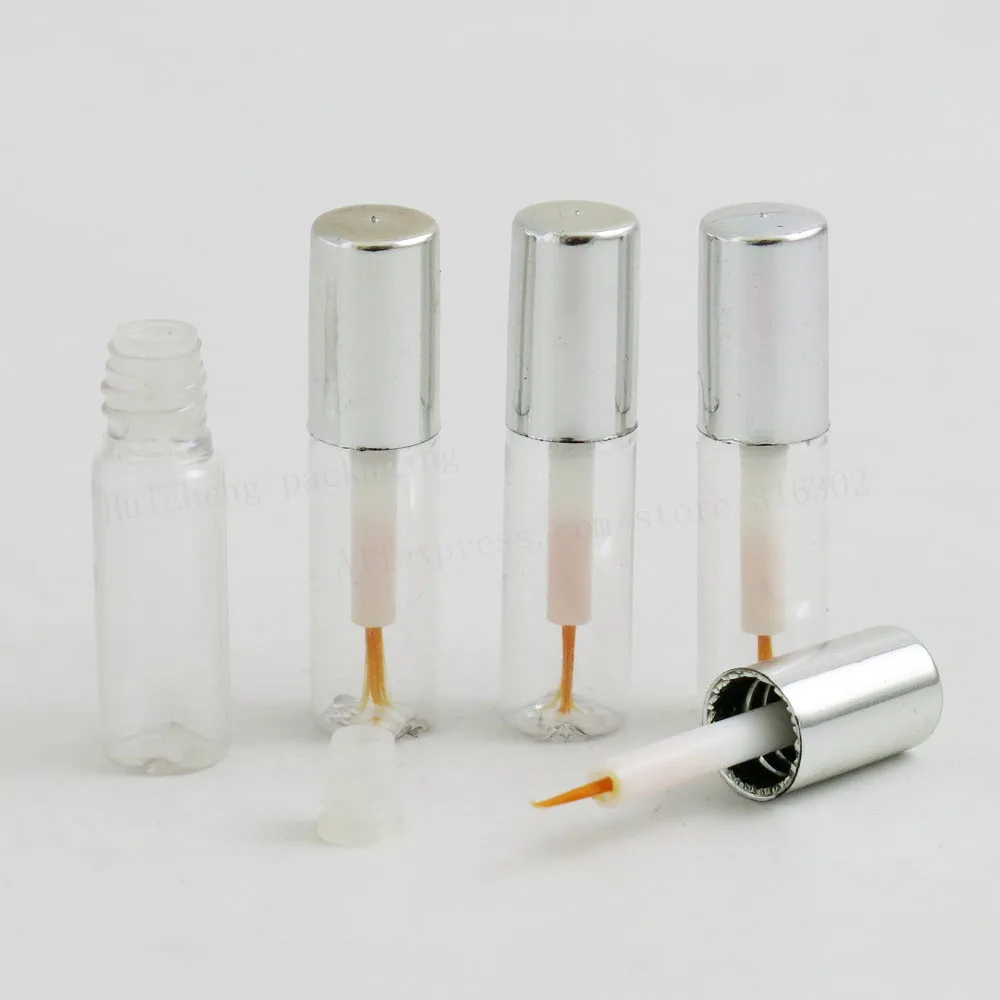 

100 x Mini 1.2ml eyelash bottle with silver lids Travel Small Cosmetic Packaging