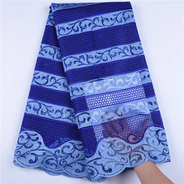 Последние нигерийские французские меховые кружевные ткани с вышивкой высокого качества африканские кружевные ткани оранжевого цвета ткани для вечерние F1607 - Цвет: blue