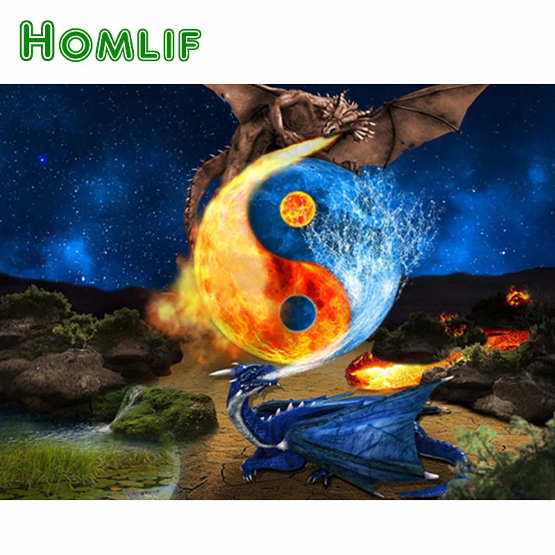 HOMLIF 5D Diamond Painting New Arrivals Animals DIY Mosaic Dragon Embroidery Full Square Picture Of Rhinestones | Дом и сад