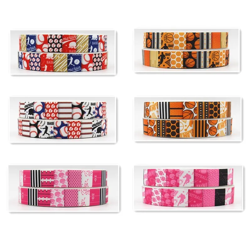 

Q&N ribbon 16mm 22mm 25mm 38mm 50mm 75mm soccer football printed grosgrain ribbon webbing 50yards for hair tie free shipping