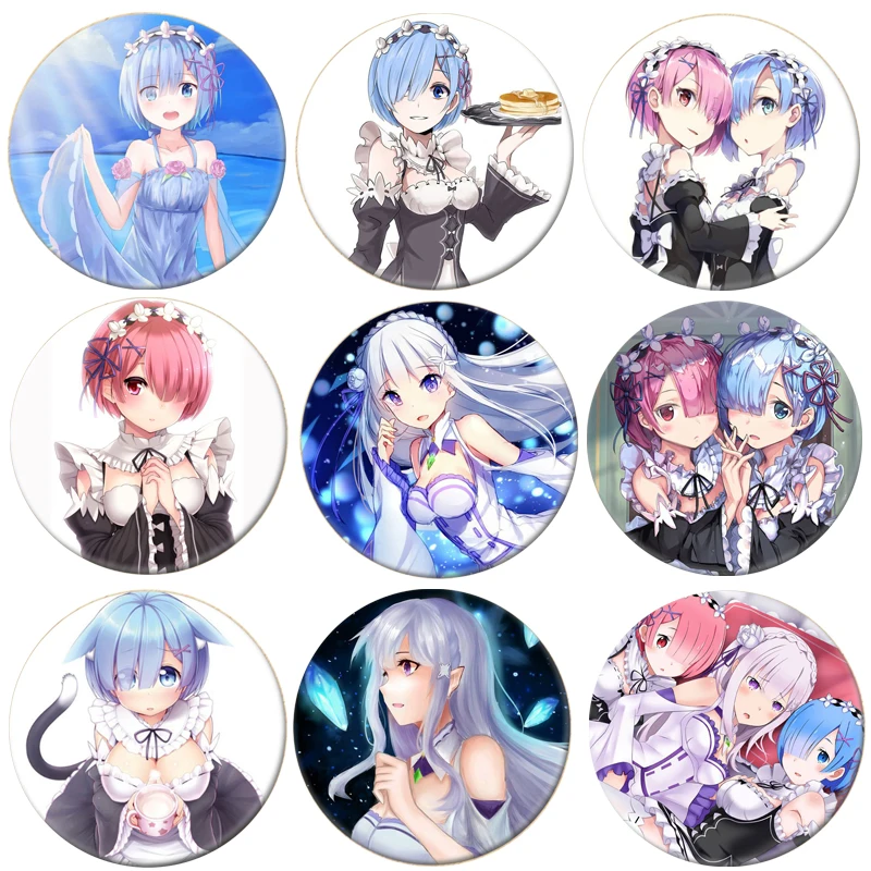 1 шт. Re Zero kara Hajimeru Isekai Seikatsu значок Rem Ram брошь булавки Emilia коллекционные сумки