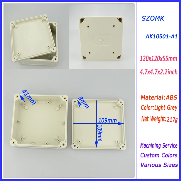 10 штук в партии IP 68 водонепроницаемый пластиковый корпус 120*120*55 мм 4,7*4,7*2,2 дюймов Твердые крышки корпуса