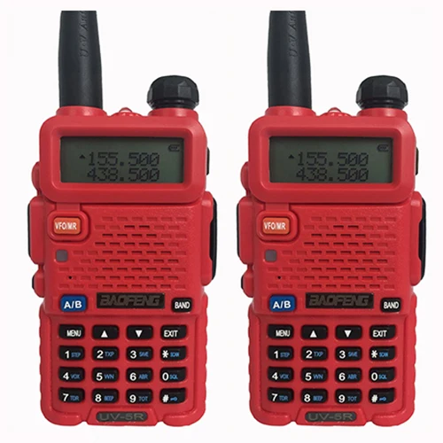 Walkie Talkie 2 шт Baofeng Uv-5R для коммуникатора ham Radio Amador woki toki boafeng Uv 5r 2-полосная радиостанция Cb Radio - Цвет: Красный