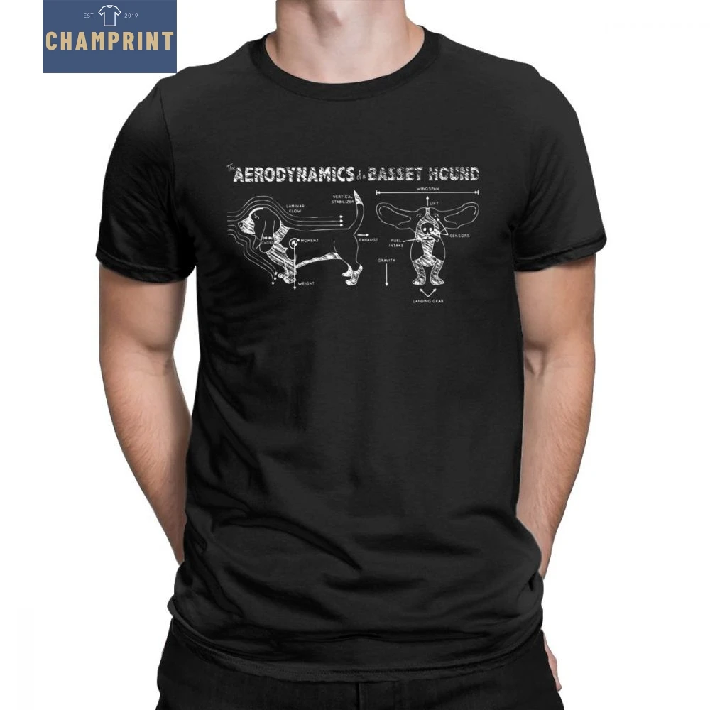 

Men's The Aerodynamics Of A Basset Hound T-Shirts Funny Crewneck Short Sleeve Clothes Cotton Tee Shirt Classic T Shirt