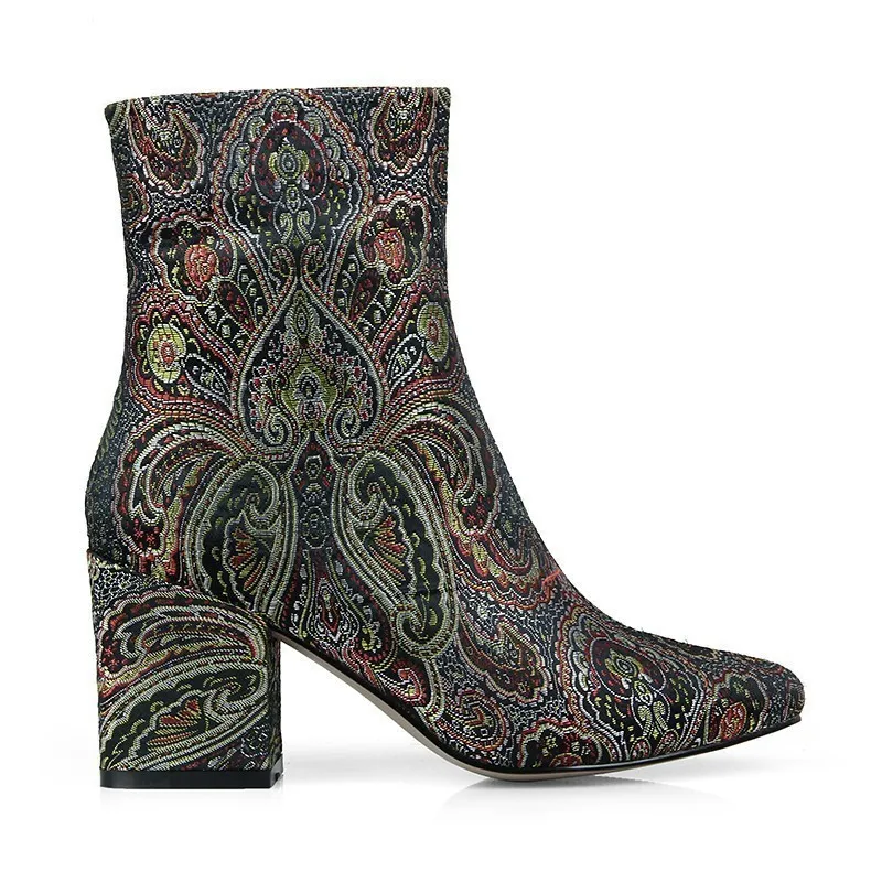 2019 Fashion Big Size Women's Genuine Suede Leather Embroidery Flower Med Heel Comfort Autumn Ankle Boots Short Booties Shoes 2019 Fashion Big Size Women's Genuine Suede Leather Embroidery Flower Med Heel Comfort Autumn Ankle Boots Short Booties Shoes