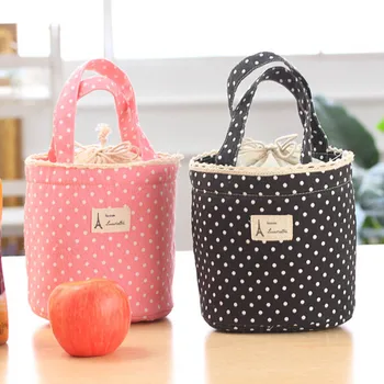 

Lunch Bag Thermal Insulated Dot Eiffel Tower Printing Lunch Box Cooler Bag Tote Bento Pouch Lunch Containe