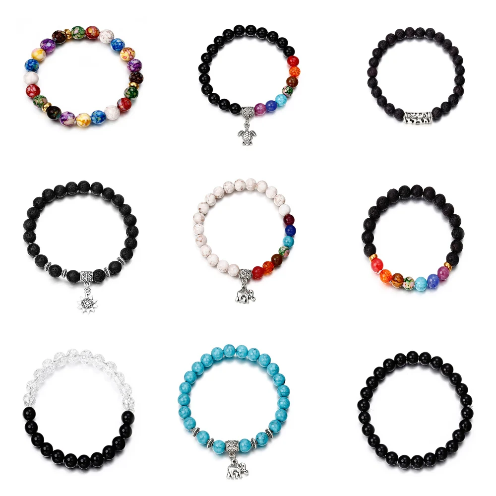 

High quality Natural Colored weathered stone beads Bracelet men Elephant Bracelets & Bangles For women Vintage Stone Jewelry