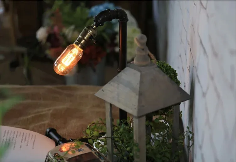 Лампа Эдисона, лампа Винтаж индивидуальная настольная лампа водопровод настольные лампы лампа настольная книга E27 Лофт Винтаж освещение