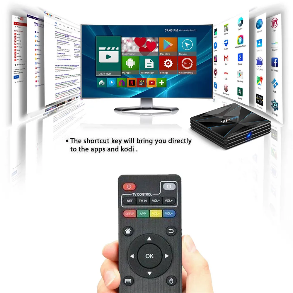 Android 9.0 Smart TV BOX RK3229 2G DDR3 16G EMMC ROM Set Top Box 4K 3D H.265 Wifi media player TV Receiver play store