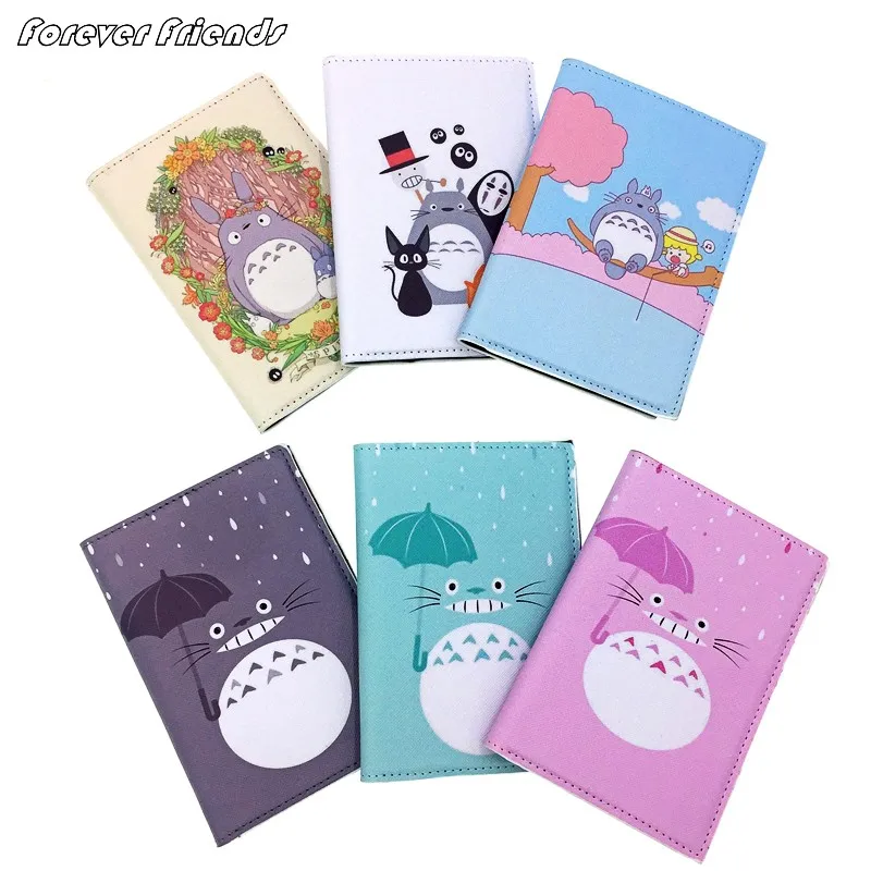 

Rainy Totoro Passport Holder Men Leather Business Card Cover Women Credit Card Holder Travel Passport Cover Ticket Holder