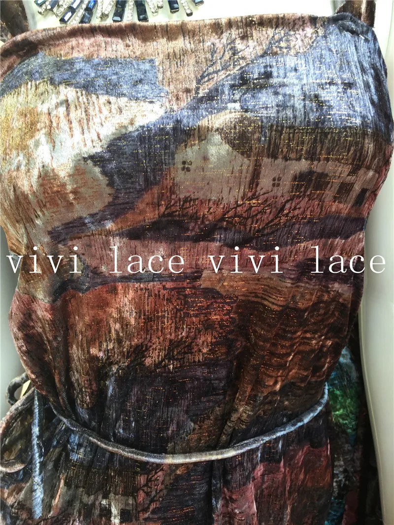 5yards AA9188 colorful silk velvet soft good quality winter dress lace