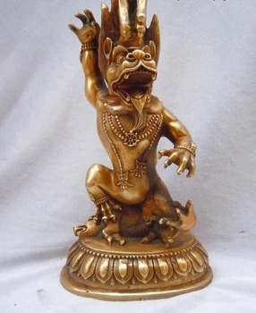 

9"China brass copper carved luckiness dragon king Sculpture statue