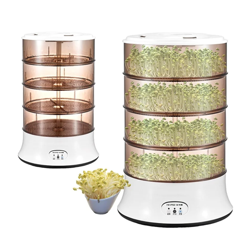 

HIMOSKWA 4 Layer Large Capacity Bean Sprouts Maker 220V Seed Germinator Household Vegetables Seedling Growing Plate
