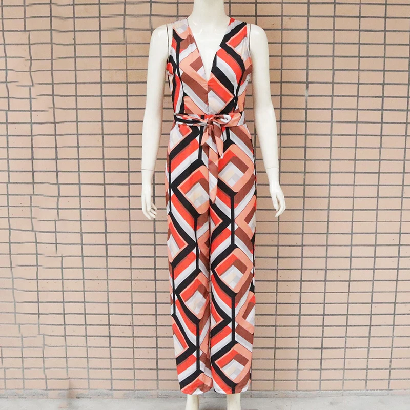 Striped print wide leg pants jumpsuit for women 2019 Sexy v neck party long jumpsuit womens romper Summer beach overall bodysuit Striped print wide leg pants jumpsuit for women 2019 Sexy v neck party long jumpsuit womens romper Summer beach overall bodysuit