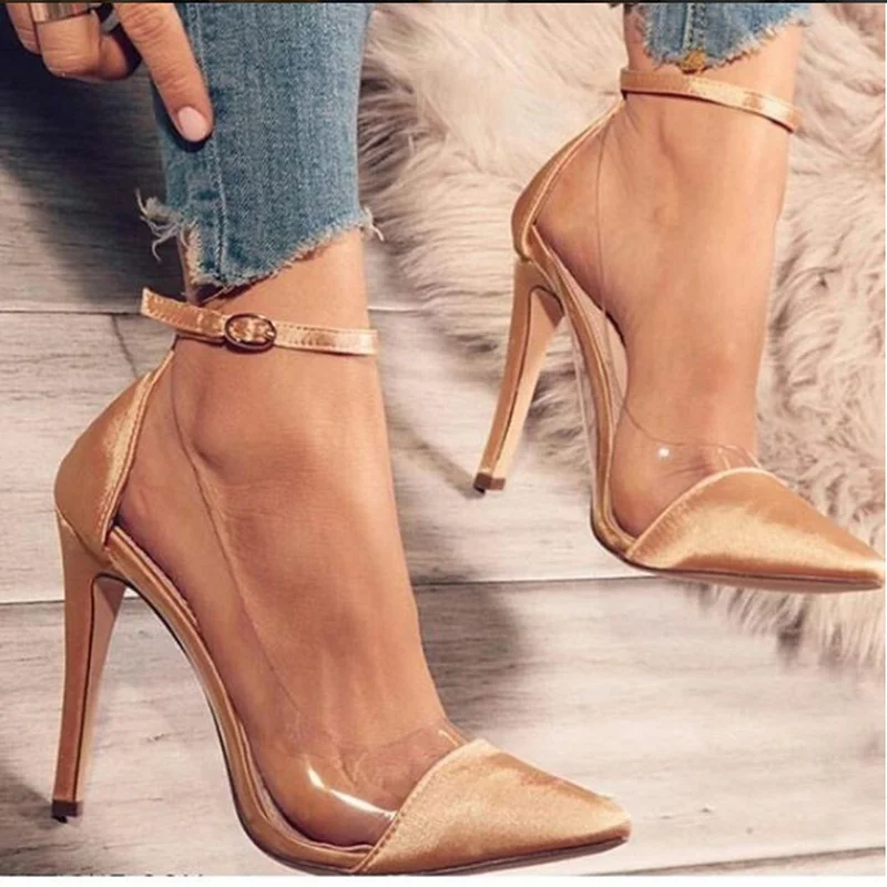 

Yeeloca 2019 New High-heeled Pointed-toe Leather Belt with Buckle-up Women's High-heeled Sandals