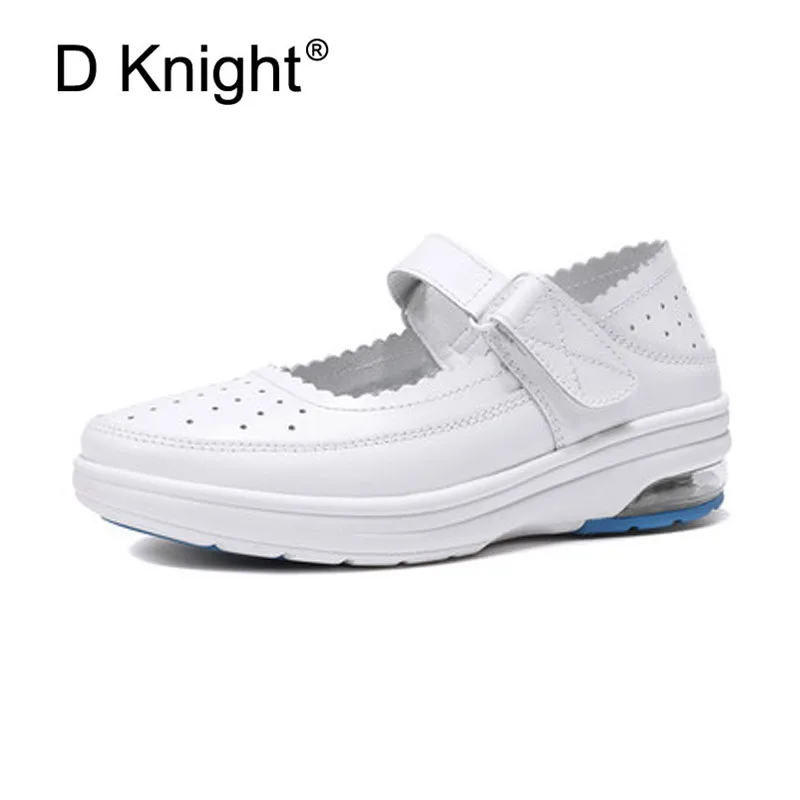 Genuine Leather Women White Shoes Fashion Party Lady Shoes Spring