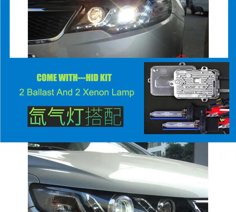 DY_L Автомобиль Стайлинг фара для Kia Forte 2009-2013 светодиодный фары DRL H7/D2H HID Xenon Биксеноновые линзы