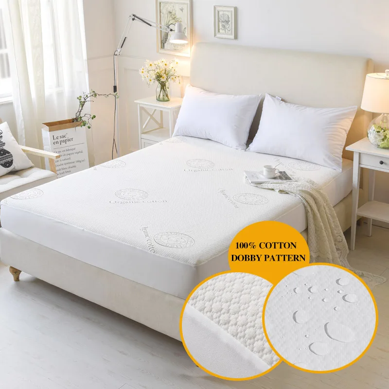 100 Cotton Dobby Pattern Anti mite Waterproof Mattress Protection for Bed Wetting&Bed Bug