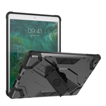 

For Apple iPad 9.7 2018 2017 case Hand Strap Holder Full Body Armor Anti-falling Shockproof Kickstand Cover For iPad A1893 1822